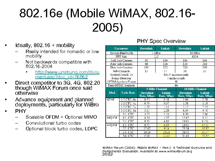 802. 16 e (Mobile Wi. MAX, 802. 162005) • Ideally, 802. 16 + mobility