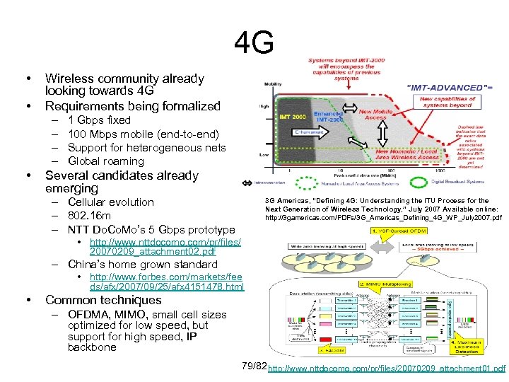4 G • • Wireless community already looking towards 4 G Requirements being formalized