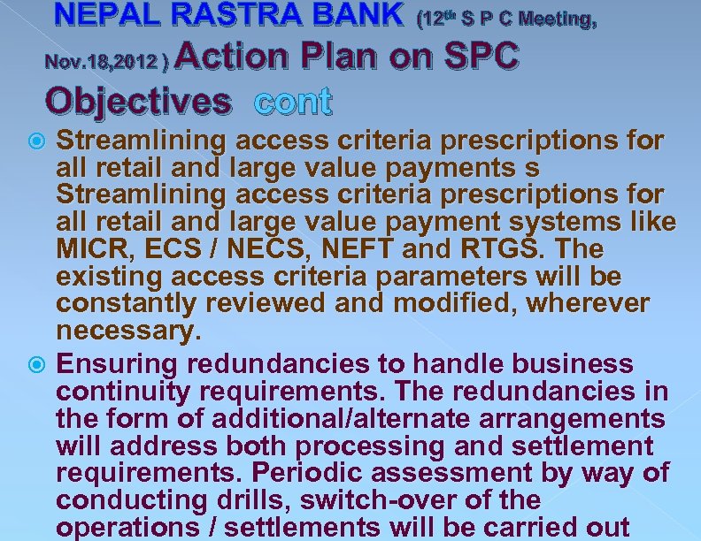  NEPAL RASTRA BANK (12 th S P C Meeting, Action Plan on SPC
