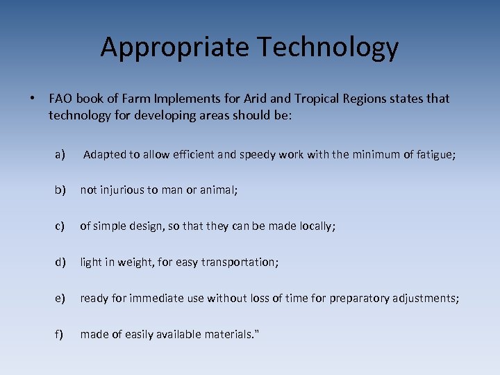 Appropriate Technology • FAO book of Farm Implements for Arid and Tropical Regions states
