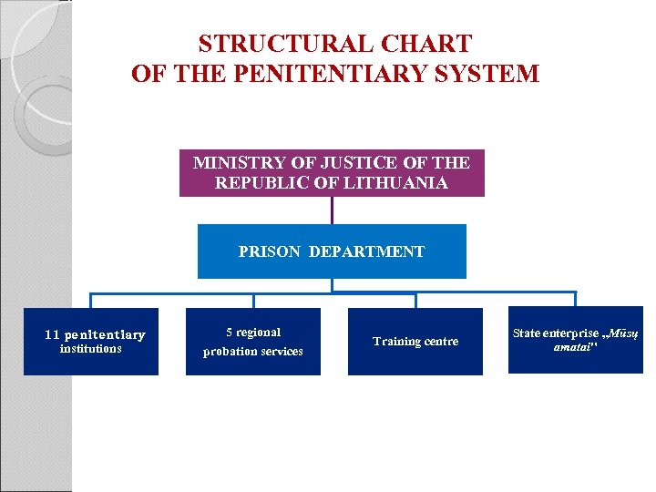 STRUCTURAL CHART OF THE PENITENTIARY SYSTEM MINISTRY OF JUSTICE OF THE REPUBLIC OF LITHUANIA