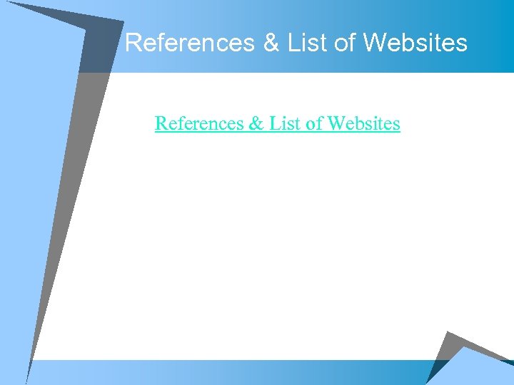 References & List of Websites 