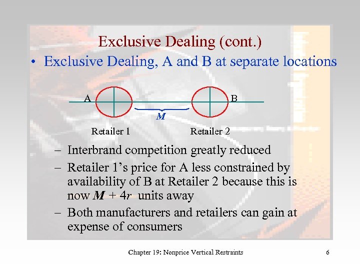 Exclusive Dealing (cont. ) • Exclusive Dealing, A and B at separate locations A