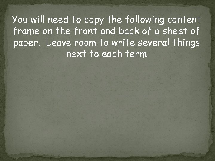 You will need to copy the following content frame on the front and back