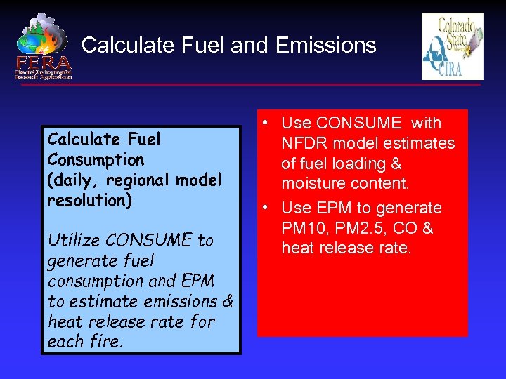 Calculate Fuel and Emissions Calculate Fuel Consumption (daily, regional model resolution) Utilize CONSUME to