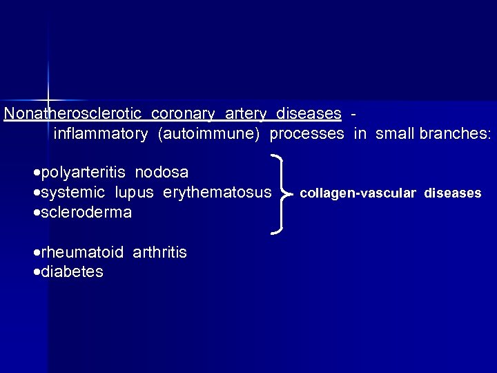 Nonatherosclerotic coronary artery diseases inflammatory (autoimmune) processes in small branches: polyarteritis nodosa systemic lupus