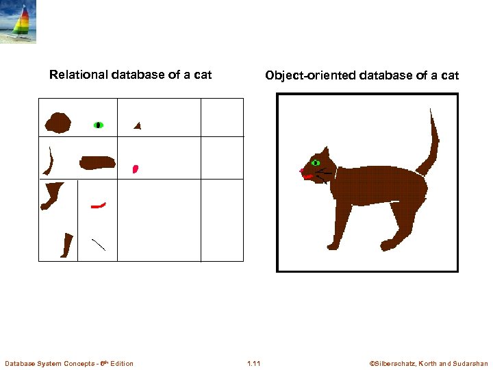 Relational database of a cat Database System Concepts - 6 th Edition Object-oriented database