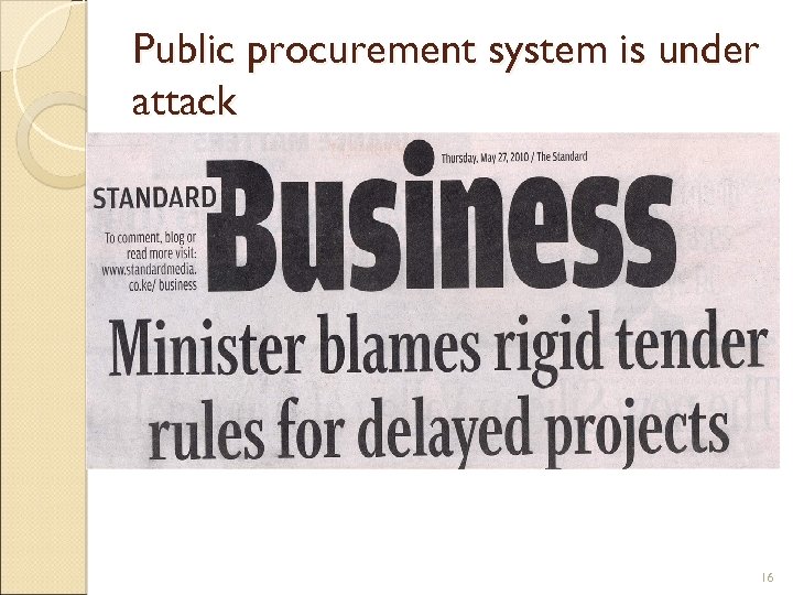 Public procurement system is under attack 16 