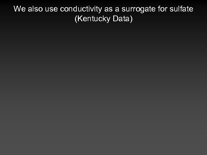 We also use conductivity as a surrogate for sulfate (Kentucky Data) 