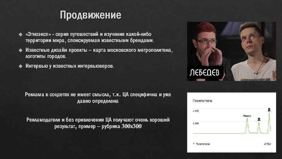 Продвижение «Этноэксп» - серия путешествий и изучения какой-либо территории мира, спонсируемая известными брендами. Известные