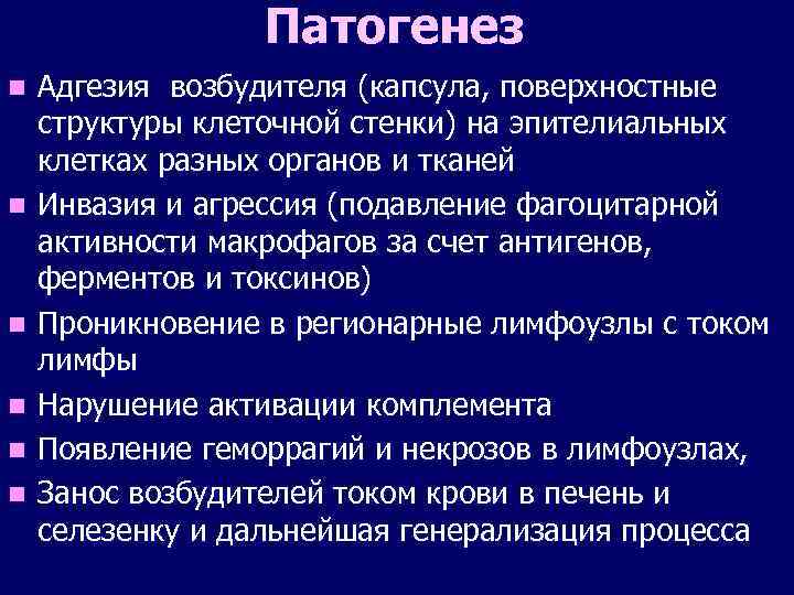 Патогенез n n n Адгезия возбудителя (капсула, поверхностные структуры клеточной стенки) на эпителиальных клетках
