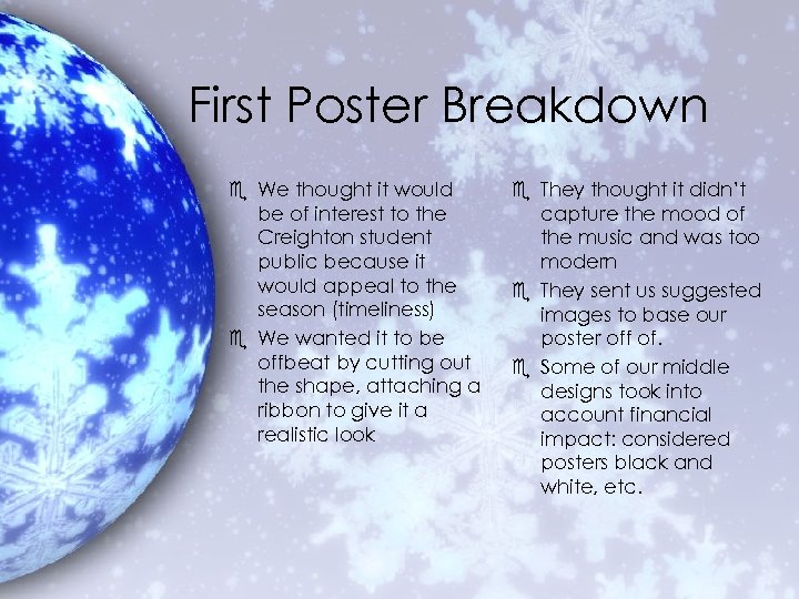 First Poster Breakdown e We thought it would be of interest to the Creighton