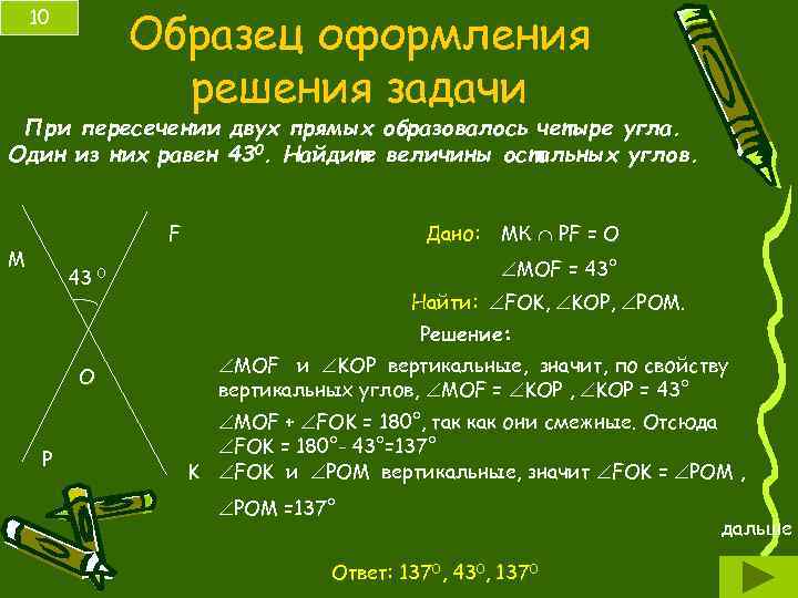 Две пересекающиеся прямые образующие четыре