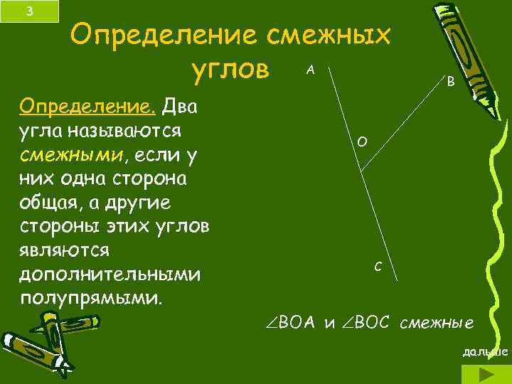 7 какие углы называются смежными