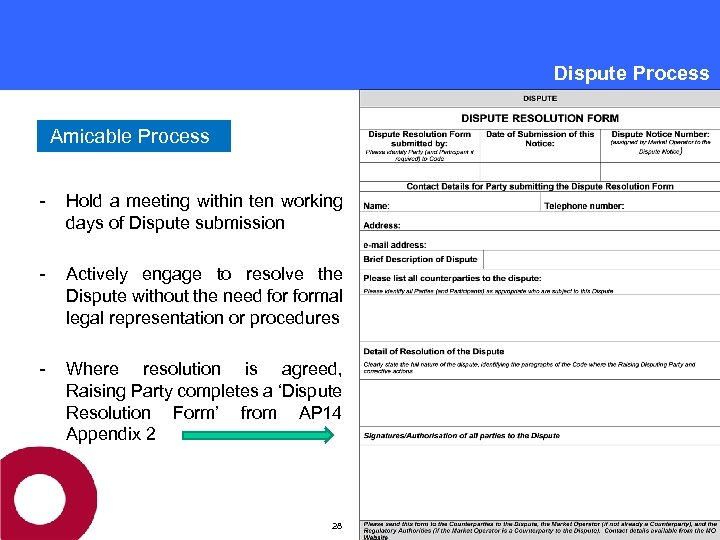 Dispute Process Amicable Process - Hold a meeting within ten working days of Dispute