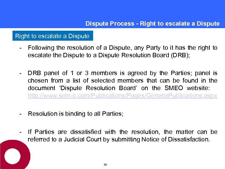 Dispute Process - Right to escalate a Dispute - Following the resolution of a