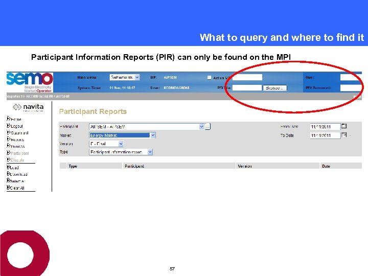 What to query and where to find it Participant Information Reports (PIR) can only