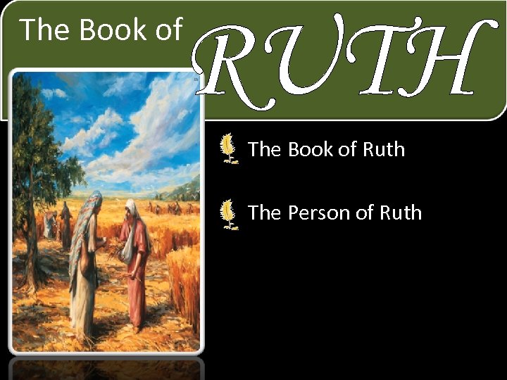 RUTH The Book of Ruth The Person of Ruth 