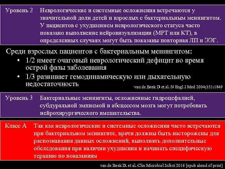 Уровень 2 Неврологические и системные осложнения встречаются у значительной доли детей и взрослых с