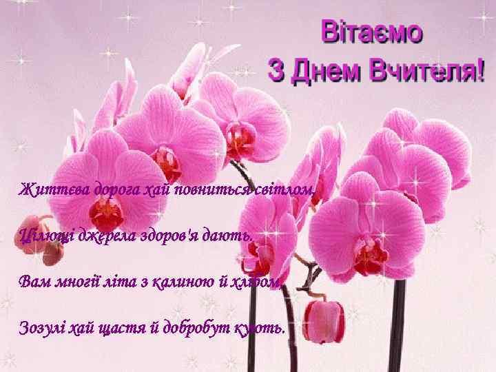Життєва дорога хай повниться світлом, Цілющі джерела здоров'я дають. Вам многії літа з калиною