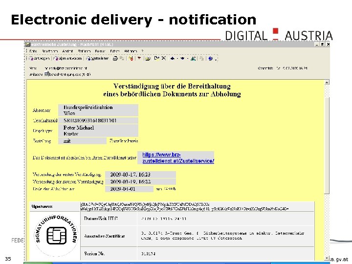 Electronic delivery - notification 35 Christian. Rupp@bka. gv. at 