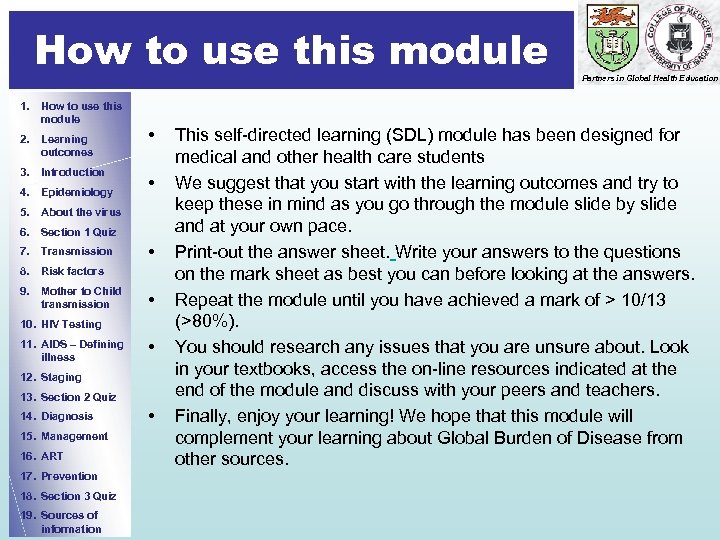 How to use this module 1. How to use this module 2. Learning outcomes