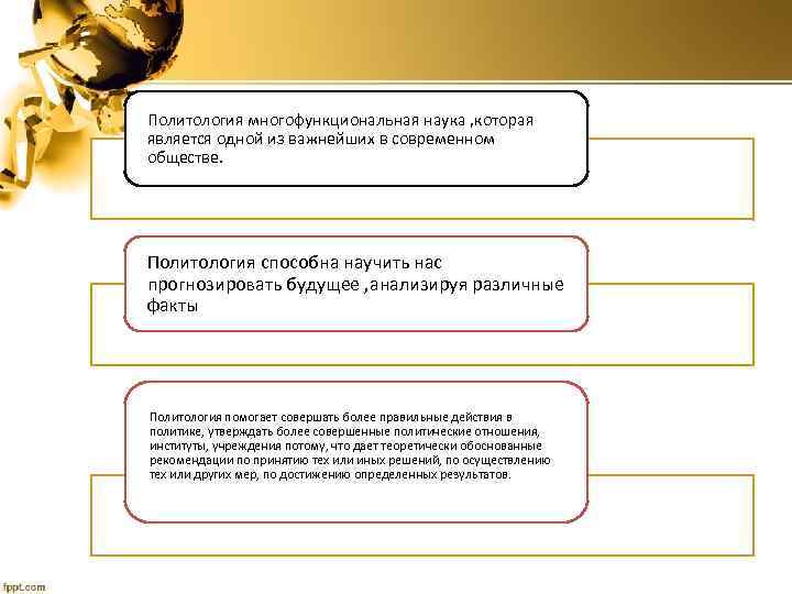 Политология многофункциональная наука , которая является одной из важнейших в современном обществе. Политология способна