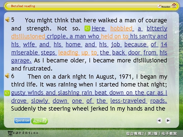 Detailed reading 5 You might think that here walked a man of courage and