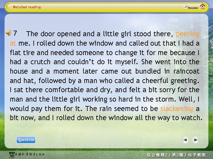 Detailed reading 7 The door opened and a little girl stood there, peering at