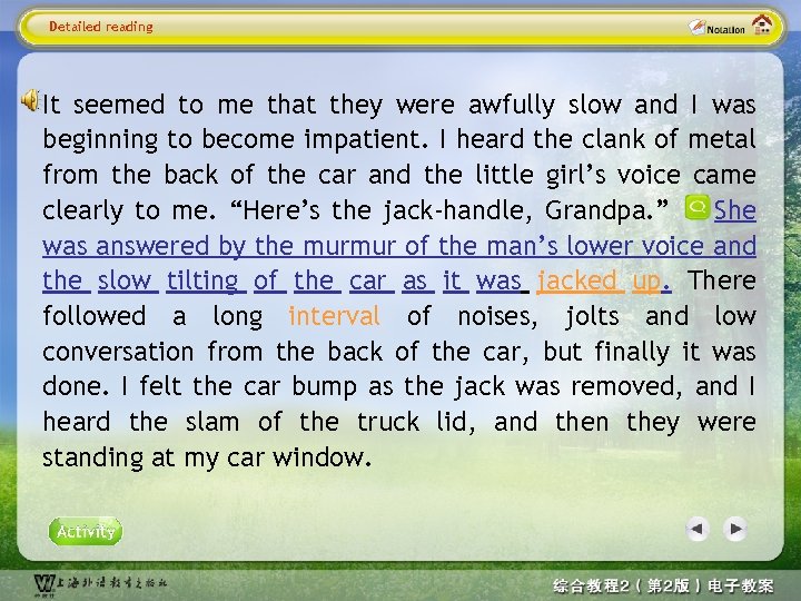 Detailed reading It seemed to me that they were awfully slow and I was