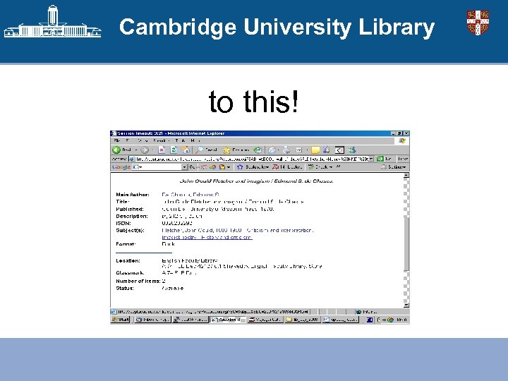 Cambridge University Library to this! 