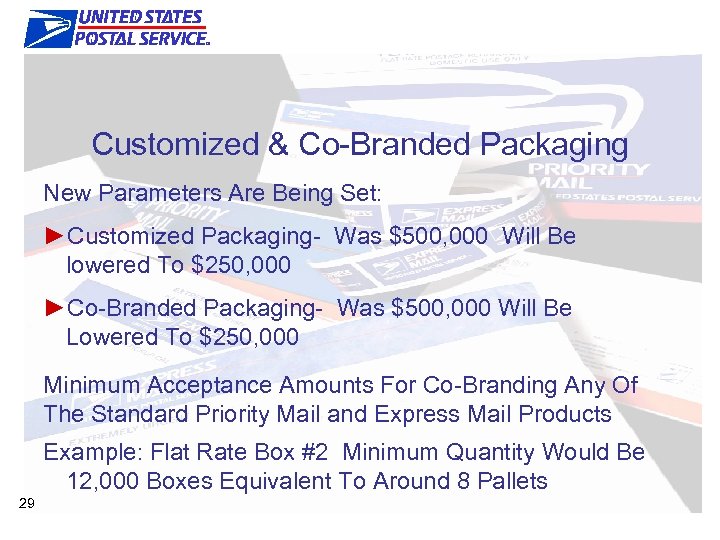 Customized & Co-Branded Packaging New Parameters Are Being Set: ►Customized Packaging- Was $500, 000