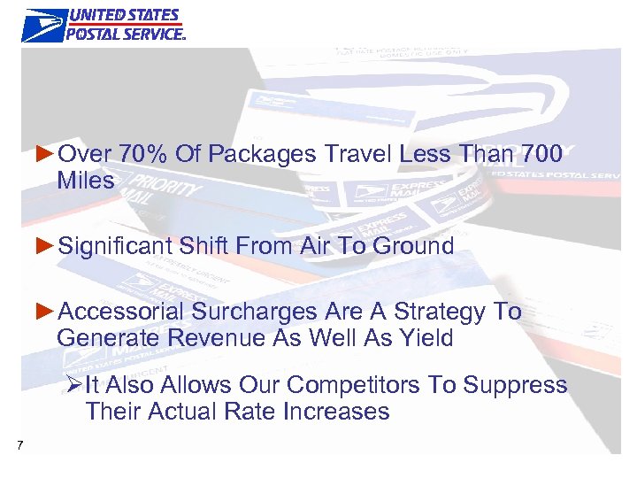 Market Update ►Over 70% Of Packages Travel Less Than 700 Miles ►Significant Shift From