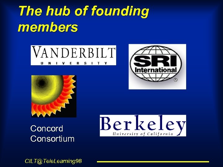 The hub of founding members Concord Consortium CILT@Tele. Learning 98 