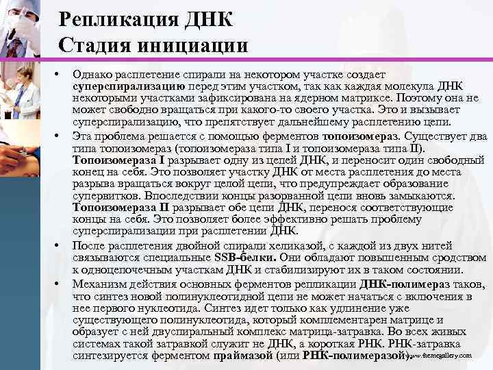 Репликация ДНК Стадия инициации • • Однако расплетение спирали на некотором участке создает суперспирализацию