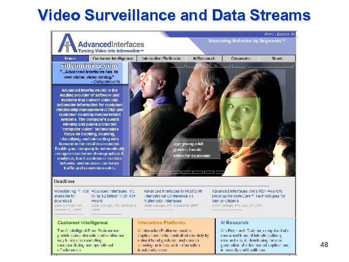 Video Surveillance and Data Streams 48 