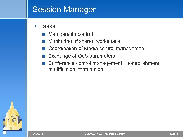 Session Manager 4 Tasks: < Membership control < Monitoring of shared workspace < Coordination