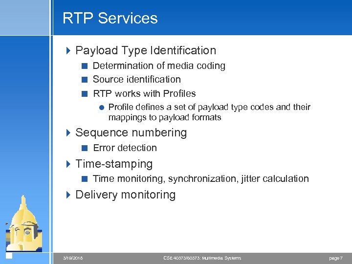 RTP Services 4 Payload Type Identification < Determination of media coding < Source identification