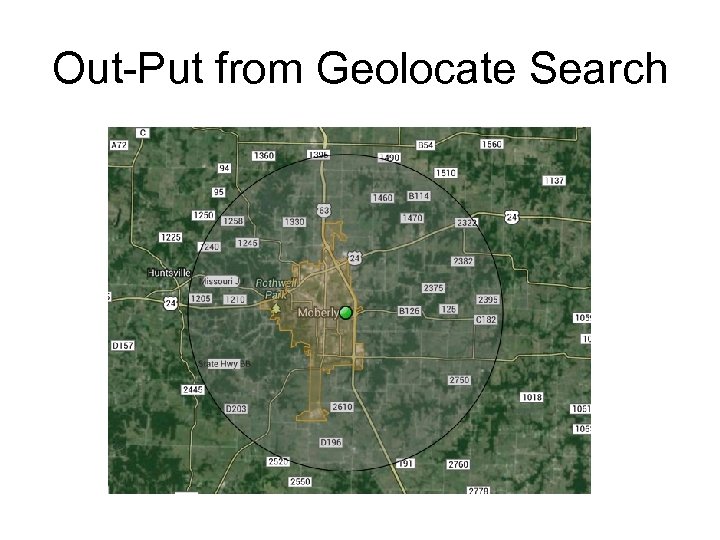 Out-Put from Geolocate Search 