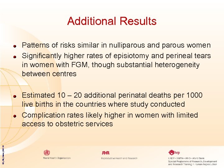 Additional Results Patterns of risks similar in nulliparous and parous women Significantly higher rates