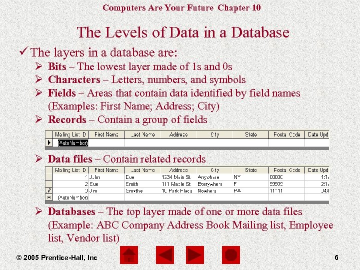Computers Are Your Future Chapter 10 The Levels of Data in a Database ü