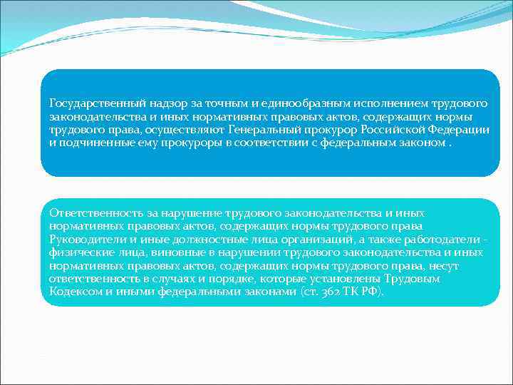 Государственный надзор за точным и единообразным исполнением трудового законодательства и иных нормативных правовых актов,