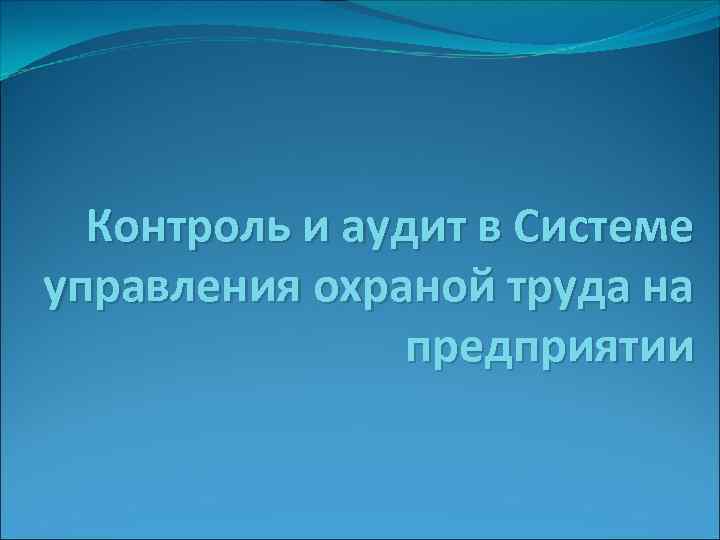 Контроль и аудит в Системе управления охраной труда на предприятии 