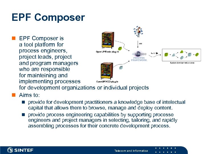EPF Composer n EPF Composer is a tool platform for process engineers, project leads,
