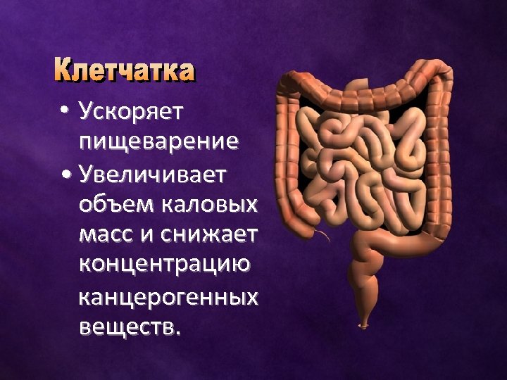  • Ускоряет пищеварение • Увеличивает объем каловых масс и снижает концентрацию канцерогенных веществ.