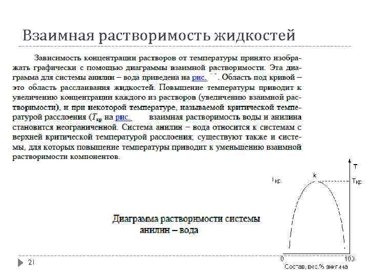 Взаимная растворимость жидкостей 21 