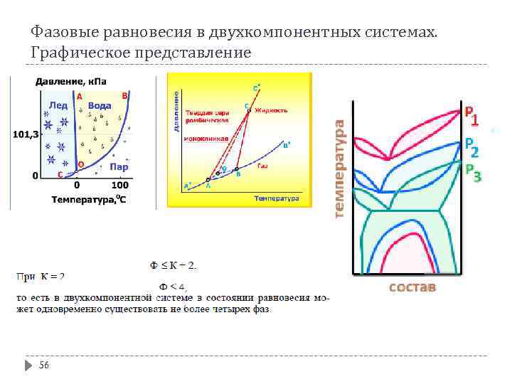 Фазовые равновесия в двухкомпонентных системах. Графическое представление 56 