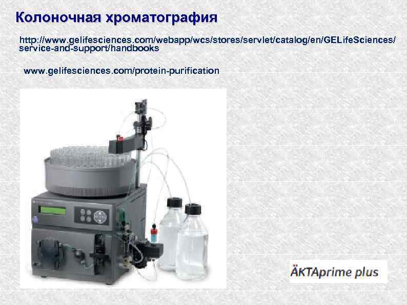 Колоночная хроматография http: //www. gelifesciences. com/webapp/wcs/stores/servlet/catalog/en/GELife. Sciences/ service-and-support/handbooks www. gelifesciences. com/protein-purification 