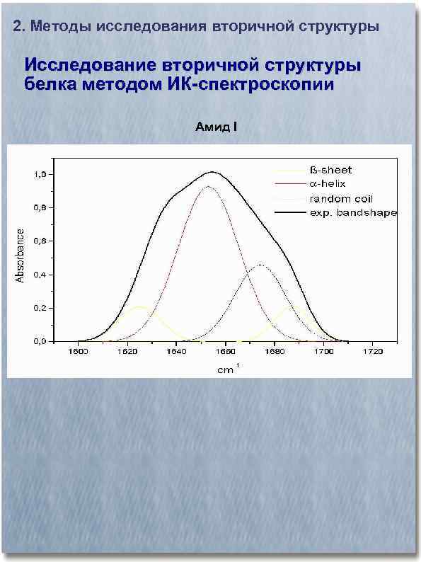 2. Методы исследования вторичной структуры Исследование вторичной структуры белка методом ИК-спектроскопии Амид I 