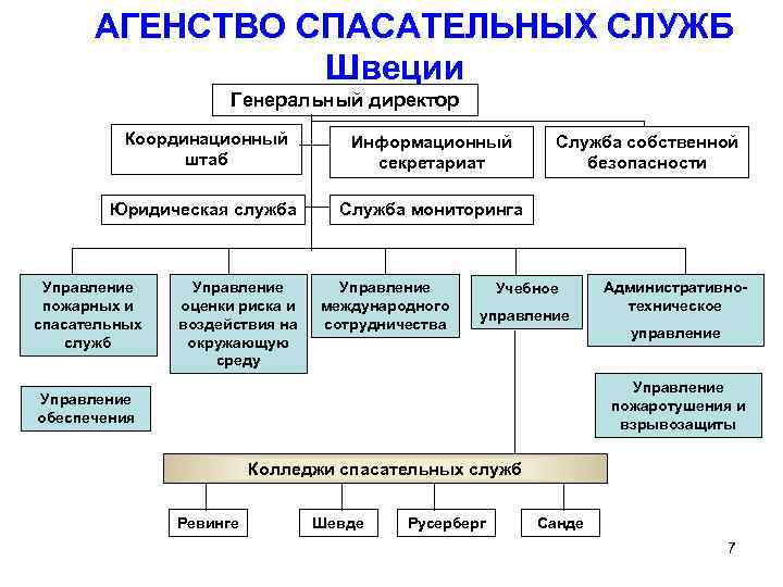 АГЕНСТВО СПАСАТЕЛЬНЫХ СЛУЖБ Швеции Генеральный директор Координационный штаб Информационный секретариат Юридическая служба Служба мониторинга